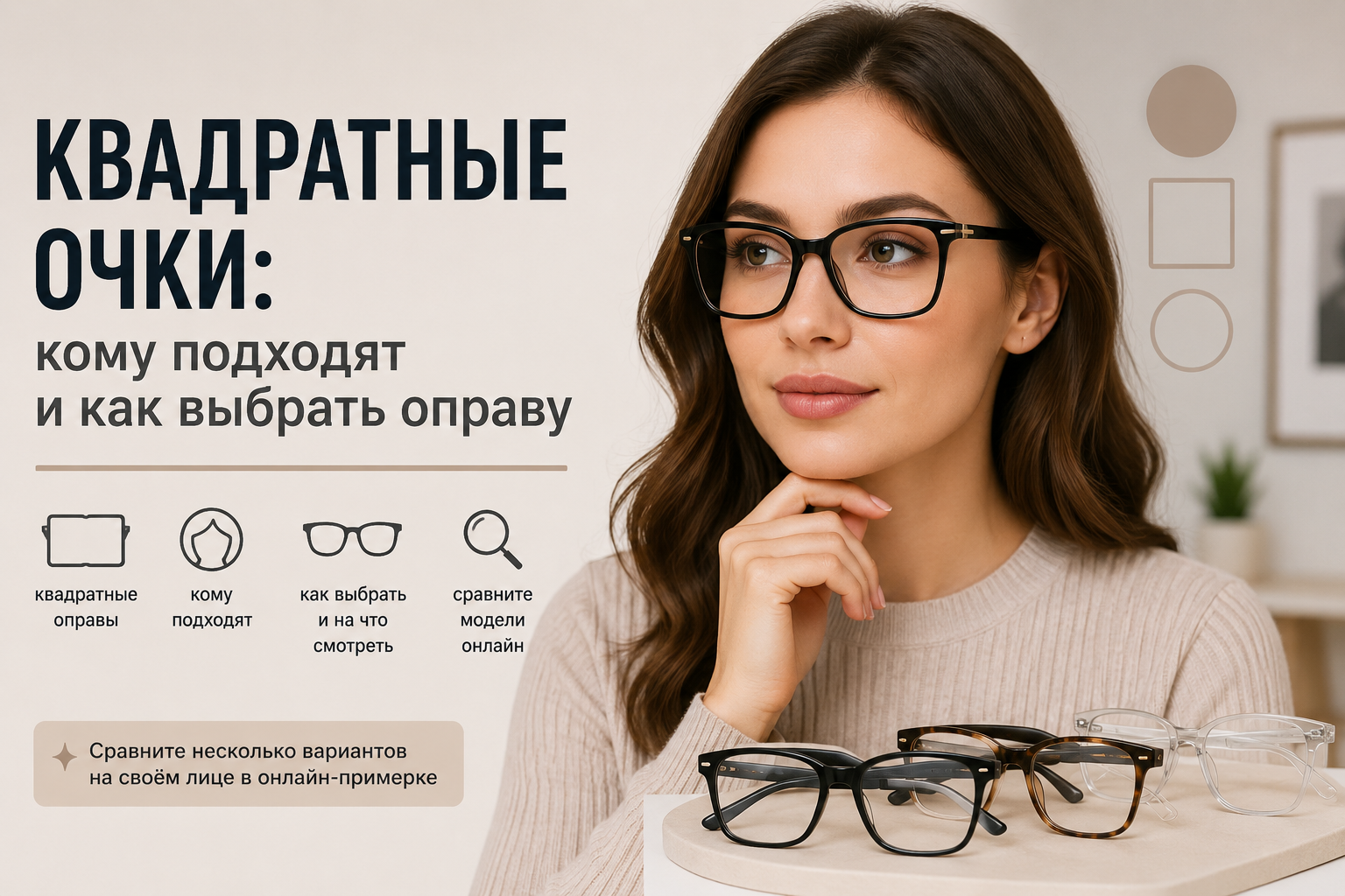 Девушка в квадратной оправе очков
